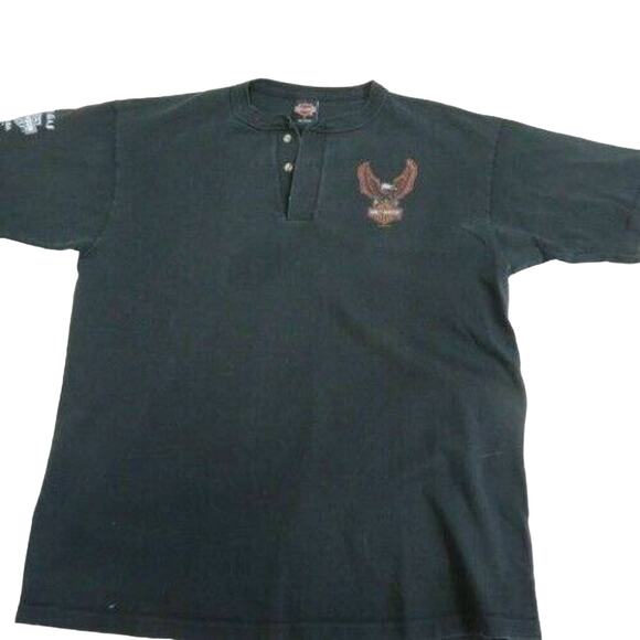 Single Stitch 1998 Harley Davidson Las Vegas Nevada Quarter Button T-shirt Sz L - Picture 1 of 9